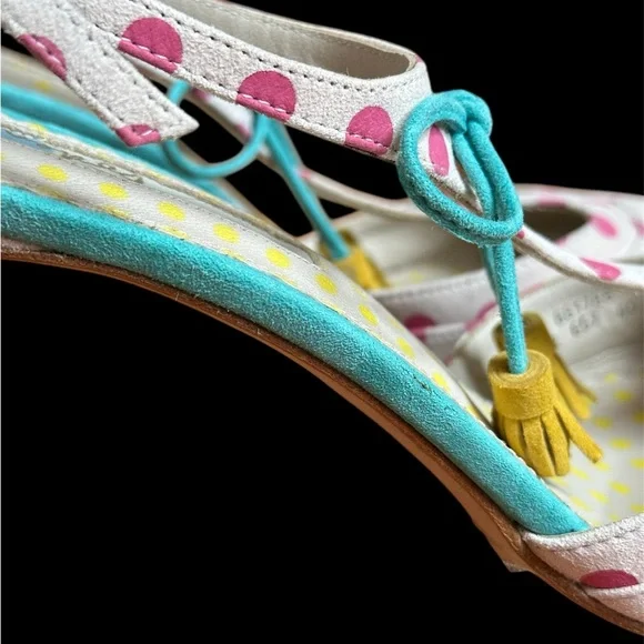 Boden Alice T Strap Suede Leather Polka Dot Pumps Women’s Size 9M Pointed Toe - Picture 7 of 15